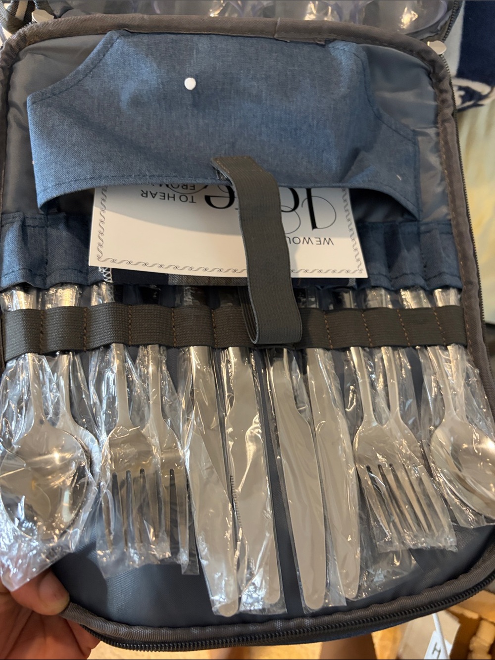Sunflora blue and white striped picnic backpack. - Picture 11 of 11